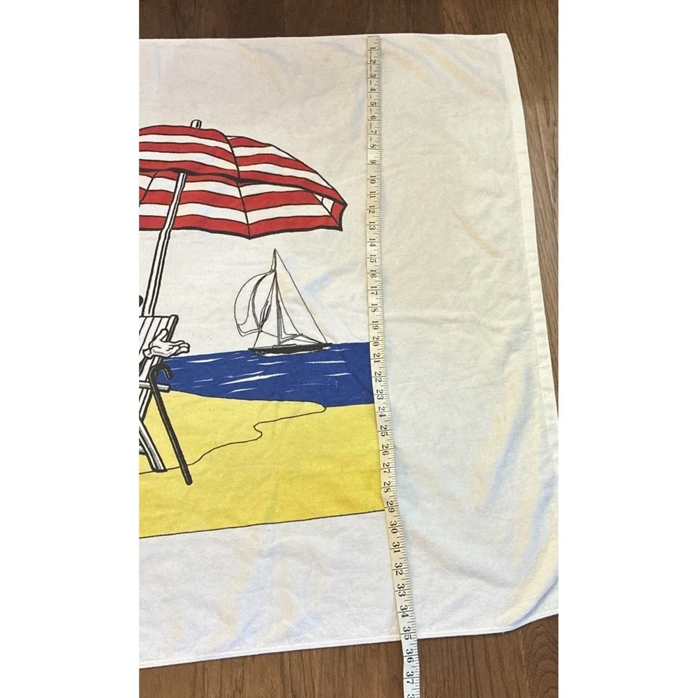 Planter's Peanuts Beach Towel Seaside Scene 100% Cotton Advertisement